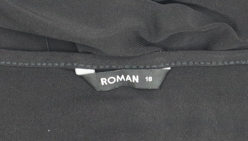 Roman Womens Black Size 18 Long Sleeve Tunic Top with Buckle