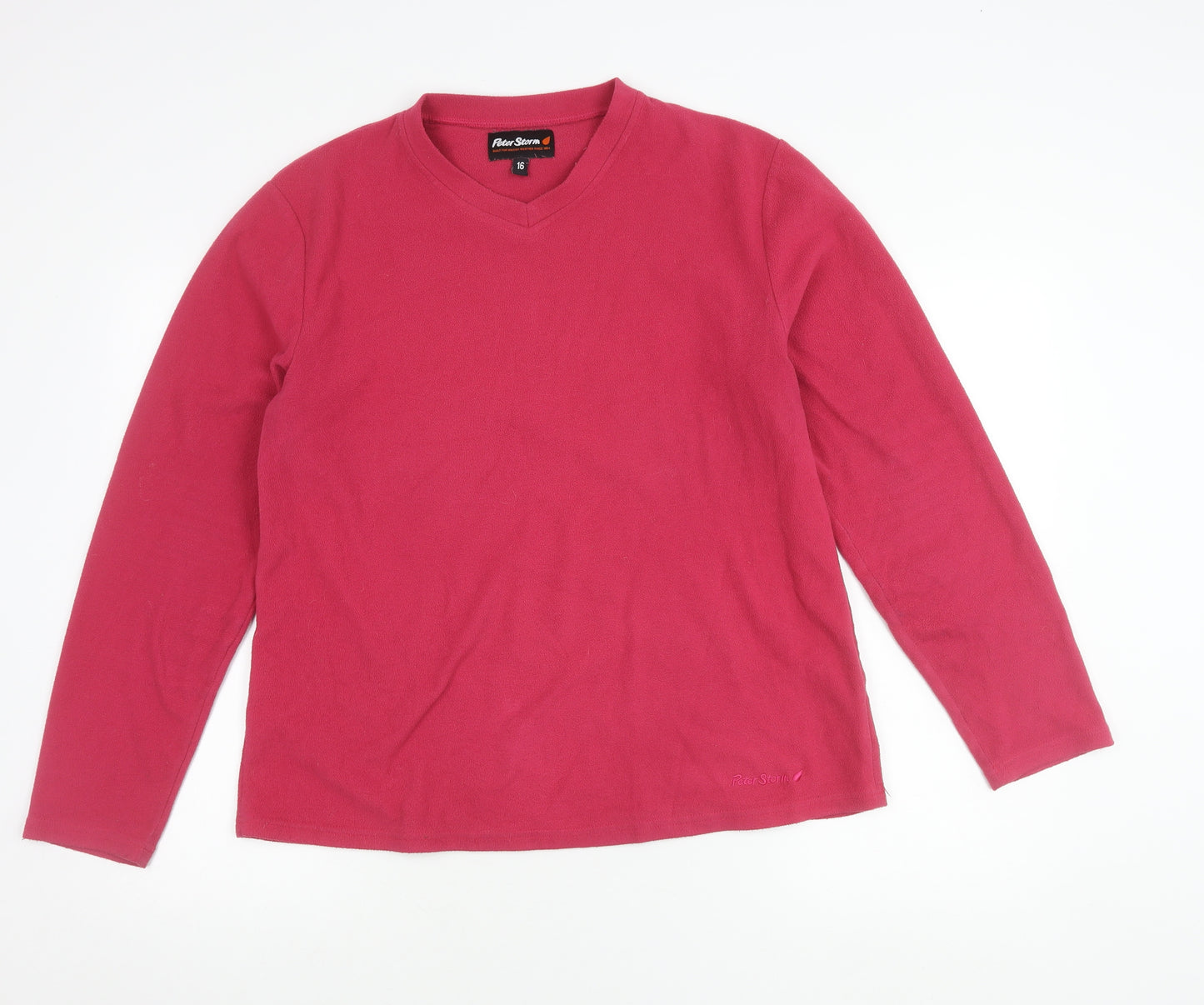 Peter Storm Womens Pink Size 16 Pullover Fleece Sweatshirt V-Neck