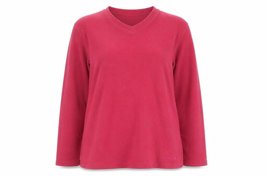 Front view of Peter Storm women’s pink, size UK 16, pullover fleece sweatshirt v-neck