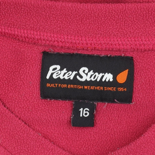 Peter Storm Womens Pink Size 16 Pullover Fleece Sweatshirt V-Neck