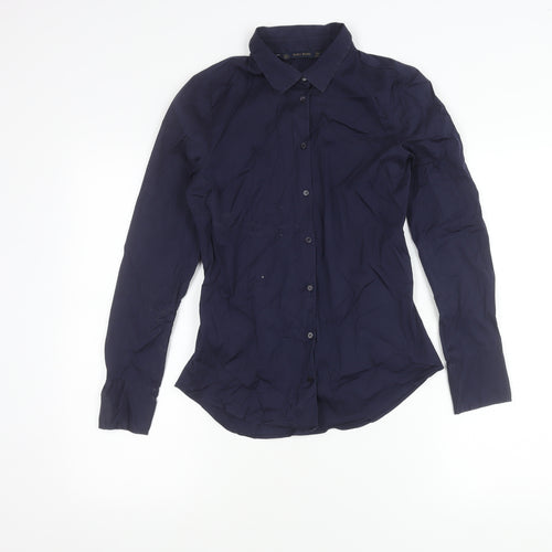 Zara Basic Womens Blue Long Sleeve Button-Up Shirt Size S