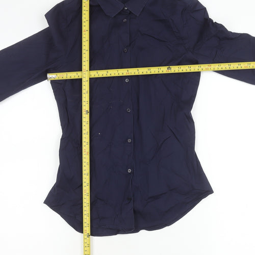 Zara Basic Womens Blue Long Sleeve Button-Up Shirt Size S