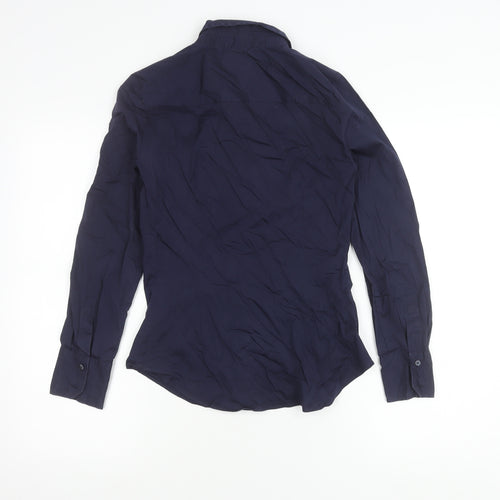 Zara Basic Womens Blue Long Sleeve Button-Up Shirt Size S