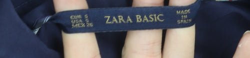 Zara Basic Womens Blue Long Sleeve Button-Up Shirt Size S