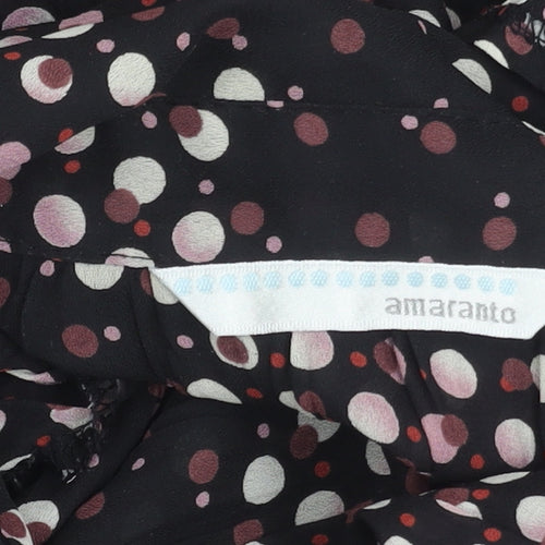 Amaranto Womens Black Polka Dot Sleeveless Button-Up Blouse Size 16
