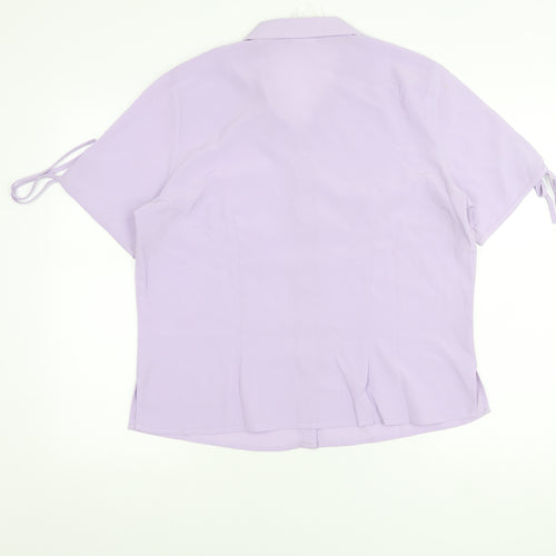 Classics Womens Purple Button-Up Shirt Size 16 Collared Short Sleeve