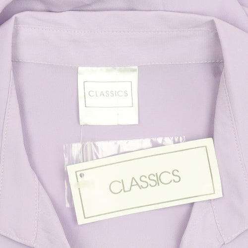 Classics Womens Purple Button-Up Shirt Size 16 Collared Short Sleeve