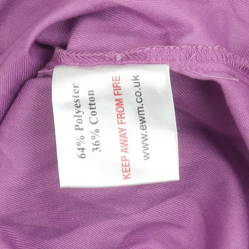 EWM Womens Purple Button-Up Tunic Shirt Size 14 Collared 3/4 Sleeve