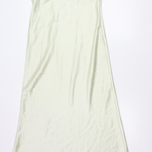 Zara Women Ivory XL Slip Dress Satin Cowl Neck Long Elegant