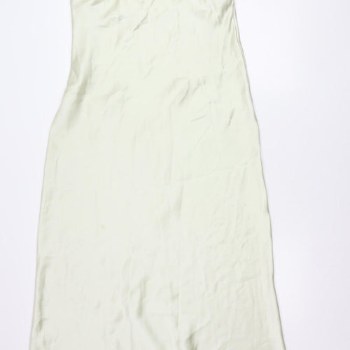 Zara Women Ivory XL Slip Dress Satin Cowl Neck Long Elegant