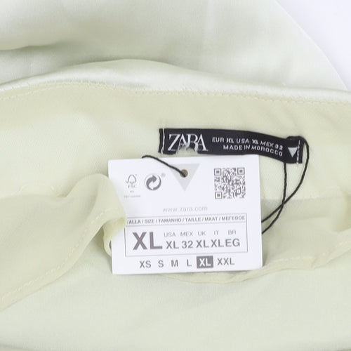 Zara Women Ivory XL Slip Dress Satin Cowl Neck Long Elegant