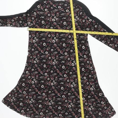 Marks and Spencer Women’s Black Floral Long Sleeve Knee Length Shift Dress Size 14
