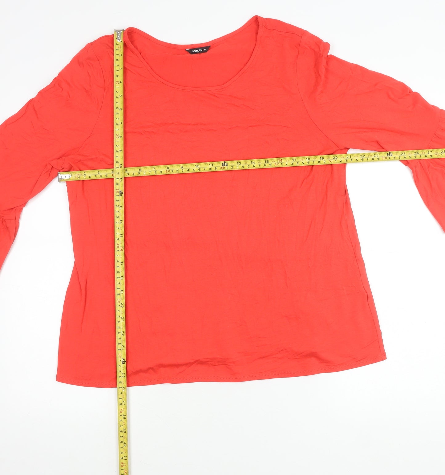 Roman Womens Red Size 18 Bell Sleeve Tunic Blouse Top