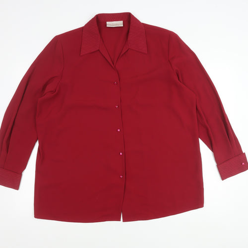 Ann Harvey Women’s Red Button-Up Shirt Size 16 Long Sleeve