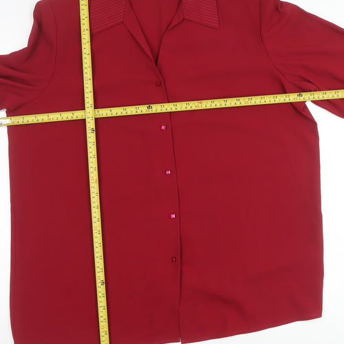Ann Harvey Women’s Red Button-Up Shirt Size 16 Long Sleeve
