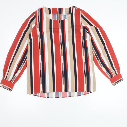 Fransa Womens Multicoloured Striped Blouse XS Long Sleeve Zip