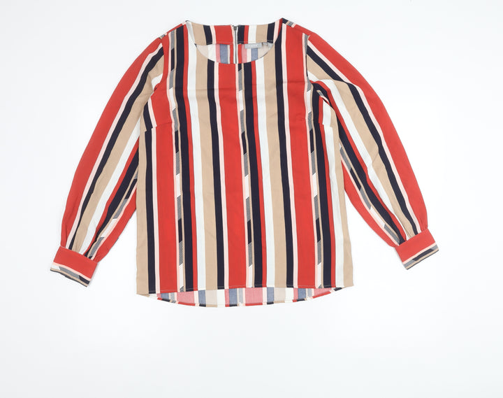 Fransa Womens Multicoloured Striped Blouse XS Long Sleeve Zip