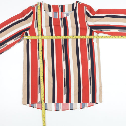 Fransa Womens Multicoloured Striped Blouse XS Long Sleeve Zip
