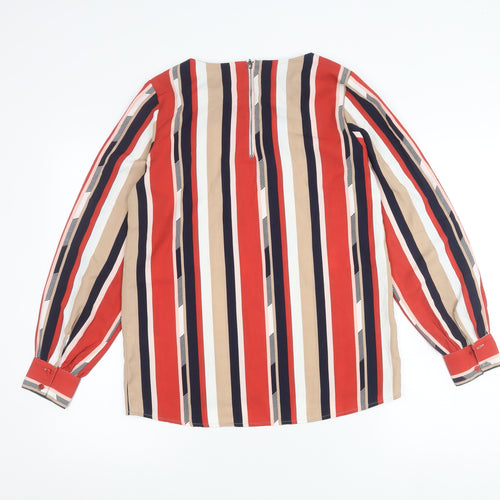 Fransa Womens Multicoloured Striped Blouse XS Long Sleeve Zip