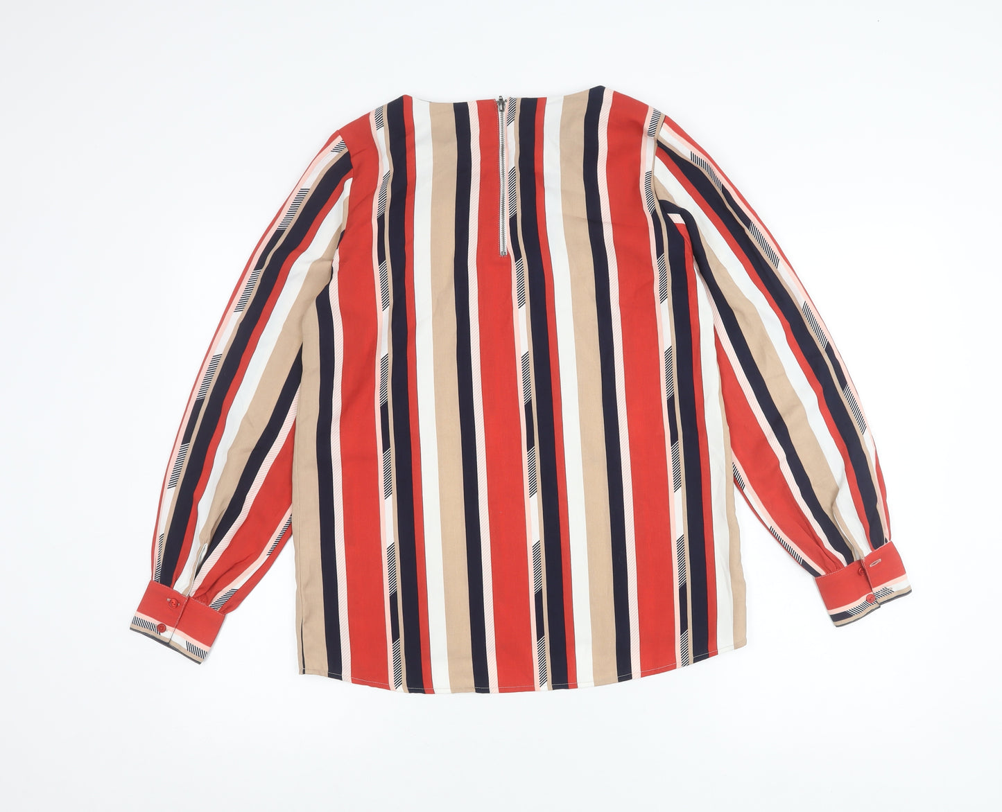 Fransa Womens Multicoloured Striped Blouse XS Long Sleeve Zip