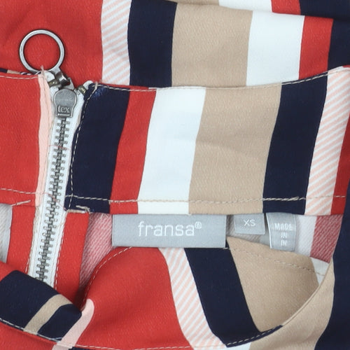 Fransa Womens Multicoloured Striped Blouse XS Long Sleeve Zip