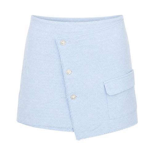 Boohoo Women’s Blue Size 14 Asymmetric Short Skirt with Buttons