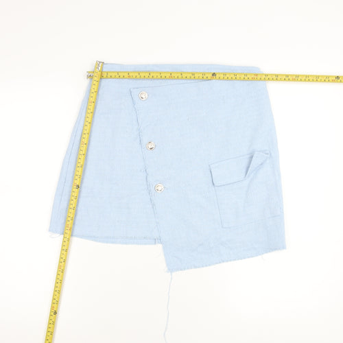 Boohoo Women’s Blue Size 14 Asymmetric Short Skirt with Buttons