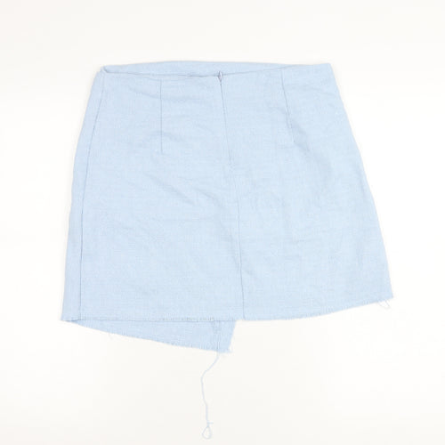 Boohoo Women’s Blue Size 14 Asymmetric Short Skirt with Buttons