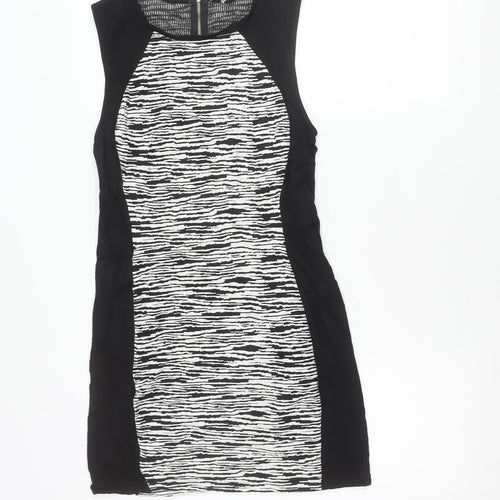H&M Divided Womens Black White Bodycon Dress Size 12 Sleeveless