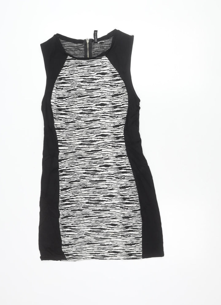 H&M Divided Womens Black White Bodycon Dress Size 12 Sleeveless