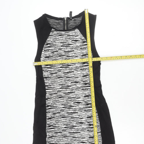 H&M Divided Womens Black White Bodycon Dress Size 12 Sleeveless