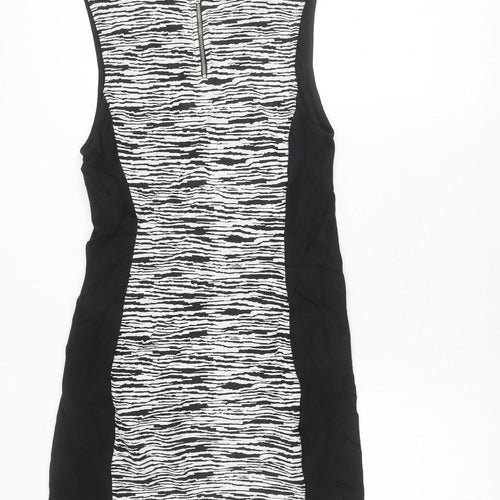 H&M Divided Womens Black White Bodycon Dress Size 12 Sleeveless