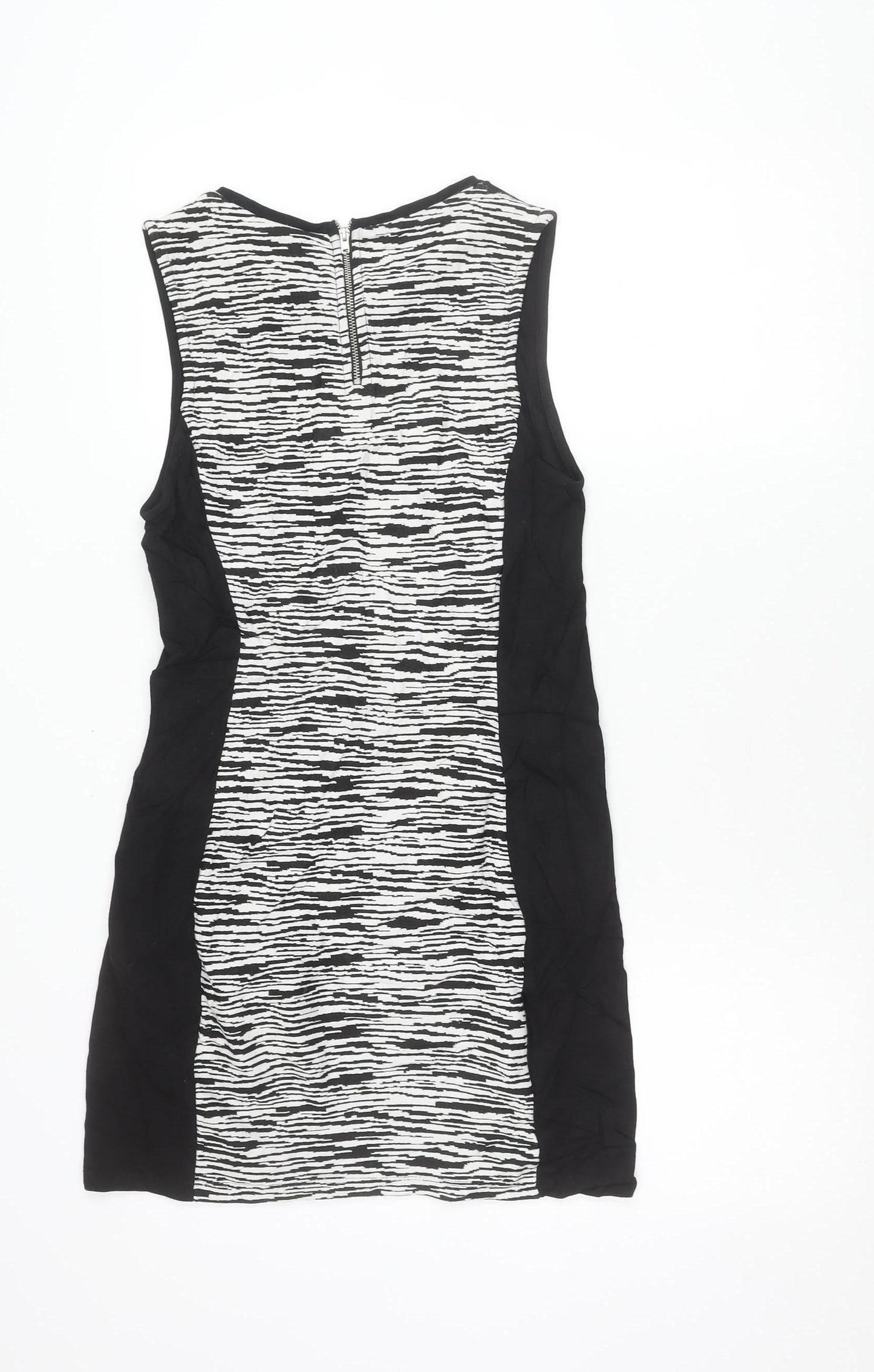 H&M Divided Womens Black White Bodycon Dress Size 12 Sleeveless
