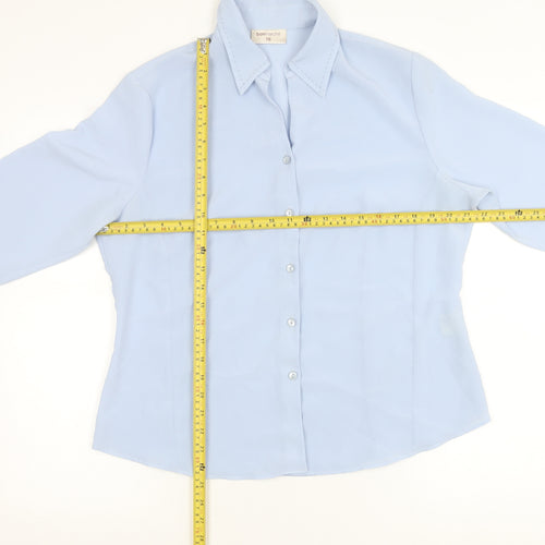 Bonmarché Womens Blue Size 16 Button-Up 3/4 Sleeve Polyester Shirt