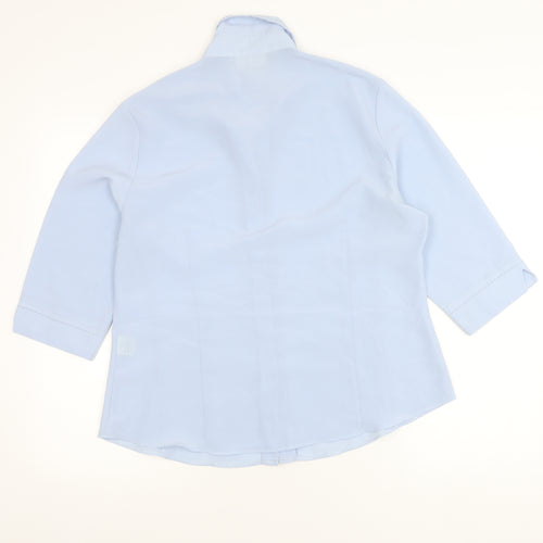 Bonmarché Womens Blue Size 16 Button-Up 3/4 Sleeve Polyester Shirt