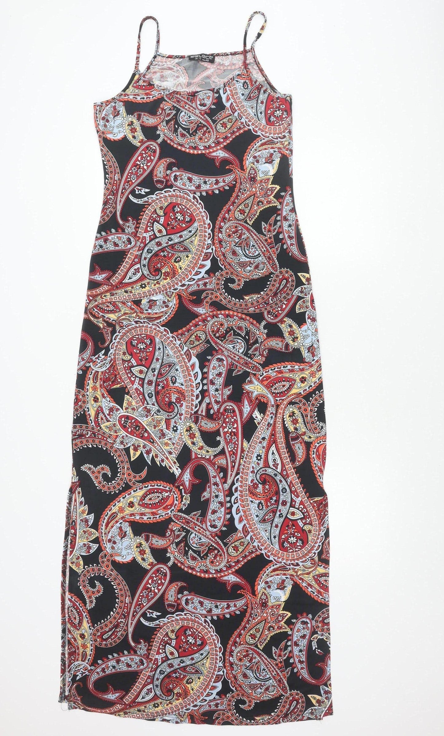 Select Womens Multicoloured Paisley Midi Slip Dress Size 12