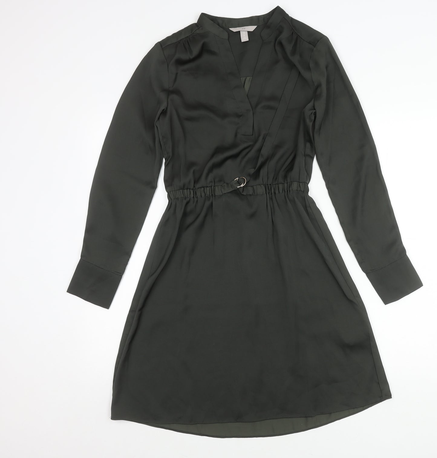 H&M Women’s Green XS Shirt Dress Long Sleeve Knee Length