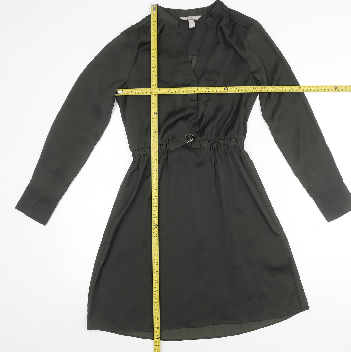 H&M Women’s Green XS Shirt Dress Long Sleeve Knee Length