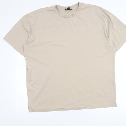 MAN Active Men's Beige Crew Neck Short Sleeve Regular Fit T-Shirt M