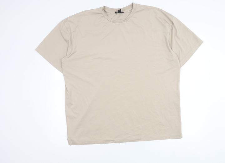 MAN Active Men's Beige Crew Neck Short Sleeve Regular Fit T-Shirt M