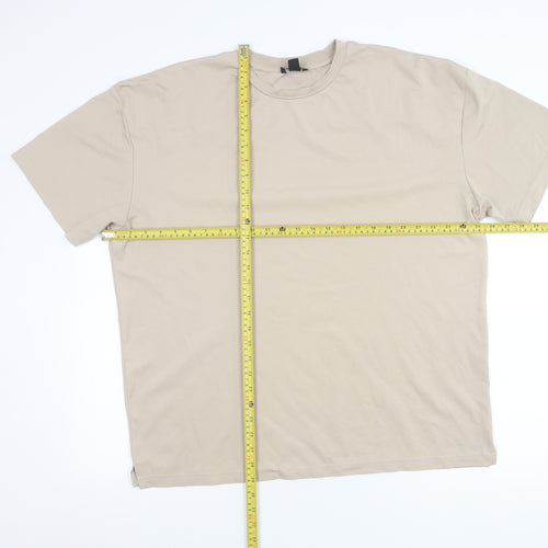 MAN Active Men's Beige Crew Neck Short Sleeve Regular Fit T-Shirt M