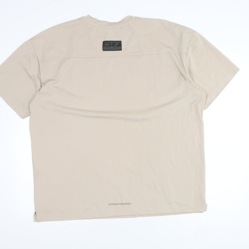 MAN Active Men's Beige Crew Neck Short Sleeve Regular Fit T-Shirt M