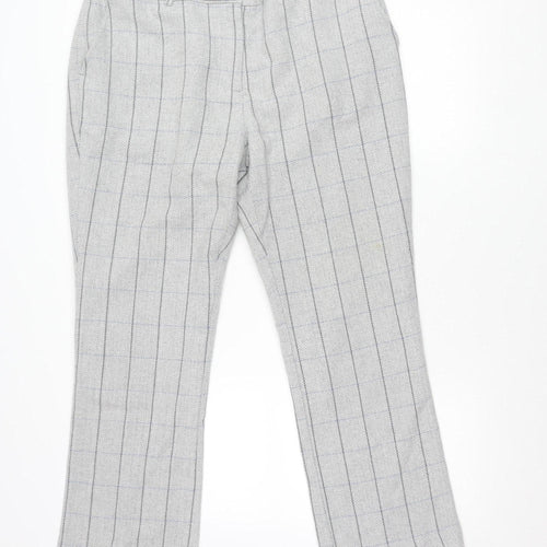 Cotton Traders Men's Grey Check Wool Blend Dress Pants Size 16 Regular