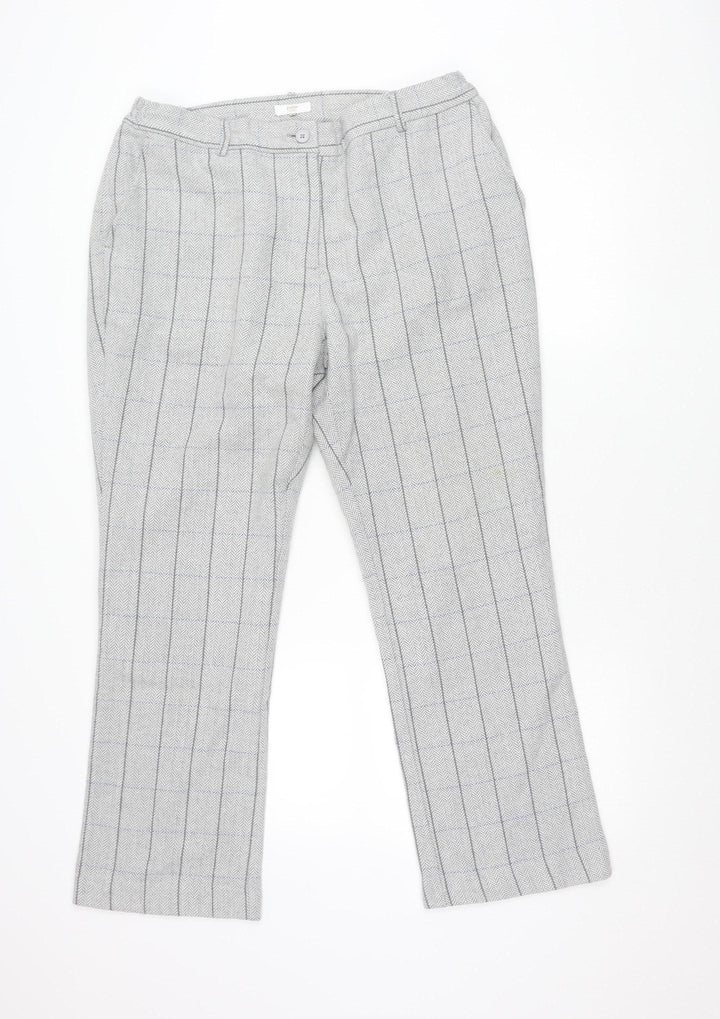 Cotton Traders Men's Grey Check Wool Blend Dress Pants Size 16 Regular