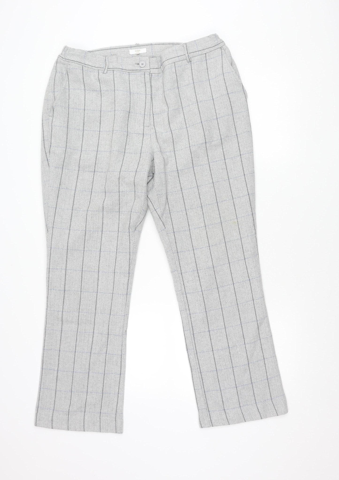 Cotton Traders Men's Grey Check Wool Blend Dress Pants Size 16 Regular