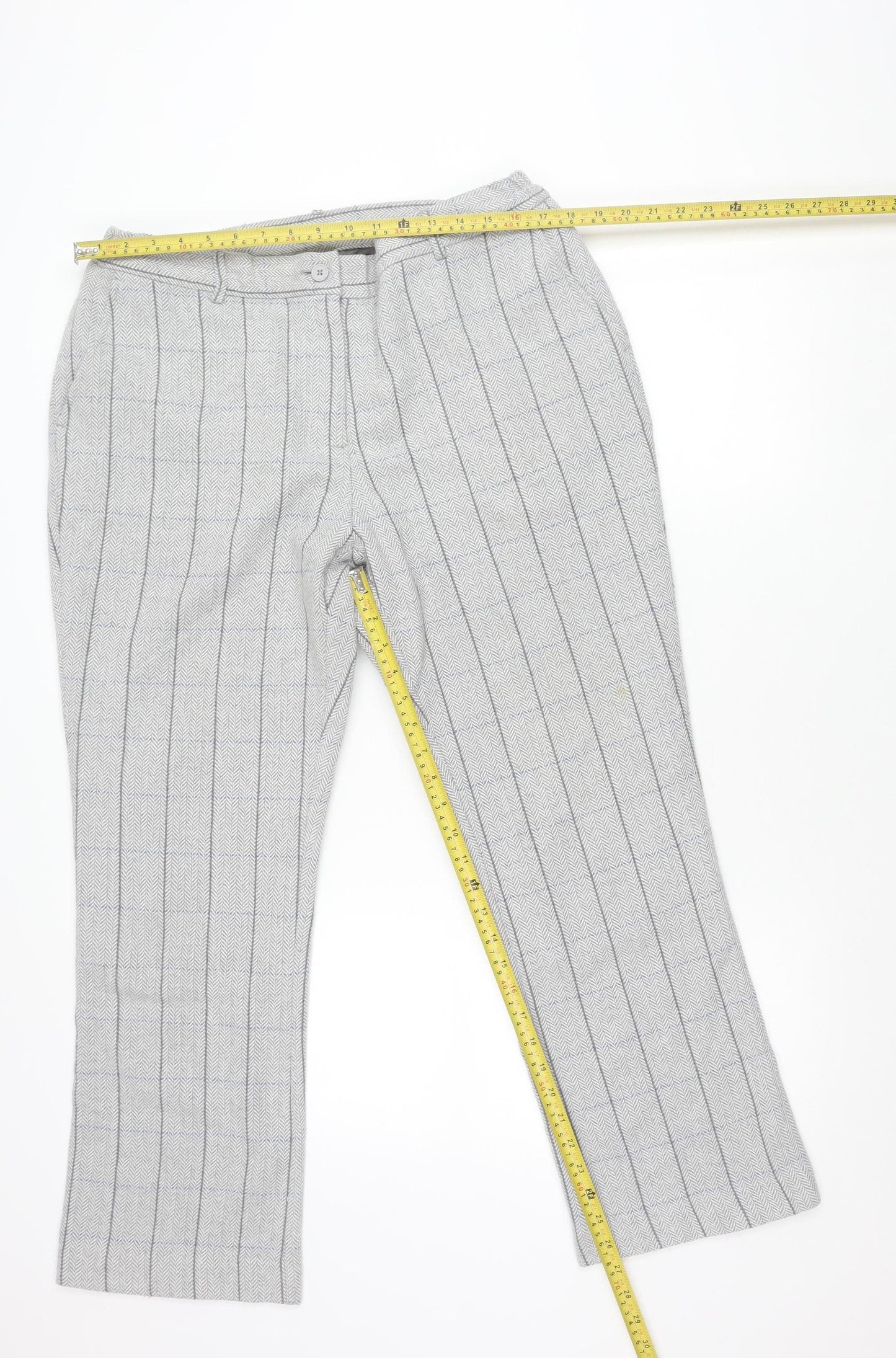 Cotton Traders Men's Grey Check Wool Blend Dress Pants Size 16 Regular