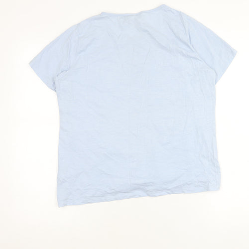 Isle Essentials Women Blue Cotton Embroidered T-Shirt Size 14