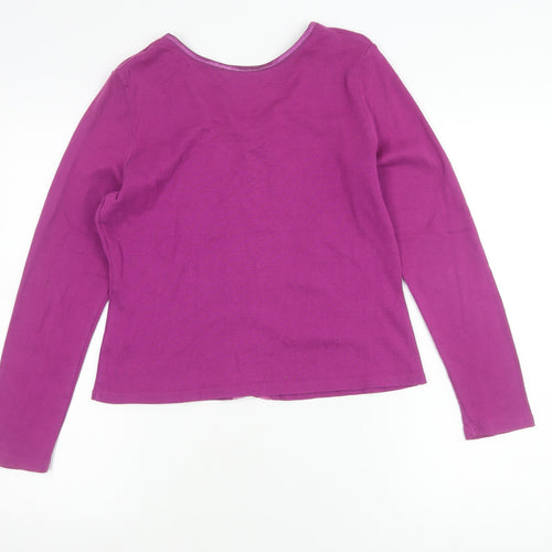 BHS Womens Purple Floral Embroidered Cardigan Knit Top Size 12