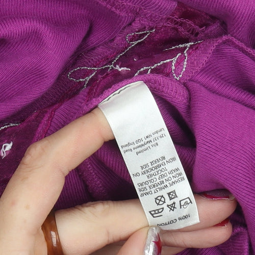 BHS Womens Purple Floral Embroidered Cardigan Knit Top Size 12