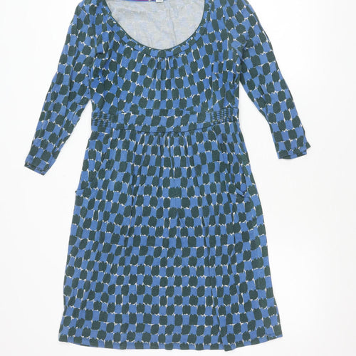 Boden Womens Blue Geometric Fit & Flare Dress Size 12
